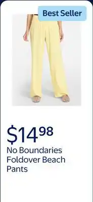Walmart No Boundaries Foldover Beach Pants, 29.5'' inseam, Women's XXS-XXL offer