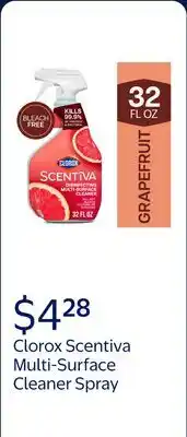Walmart Clorox Scentiva Bleach-Free Multi-Surface Cleaner Spray, Grapefruit & Orange Blossom offer