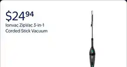 Walmart Ionvac ZipVac Corded Stick Vacuum, Multi-Surface 3-in-1 Upright/Handheld Vacuum Cleaner, Model #8842 offer