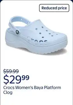 Walmart Crocs Women's Baya Platform Clog offer