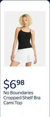 Walmart No Boundaries Cropped Shelf Bra Cami Top, Women's offer