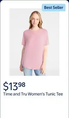 Walmart Time and Tru Women's Tunic Tee with Short Sleeves offer