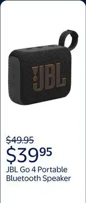 Walmart JBL Go 4 Portable Bluetooth Speaker Black offer