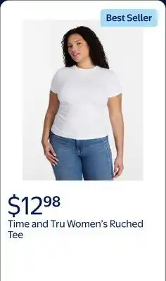 Walmart Time and Tru Women's Ruched Tee with Short Sleeves offer