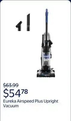 Walmart Eureka Airspeed Plus Upright Vacuum, Compact, Extended Reach, Quick Release Handle, Black and Blue offer