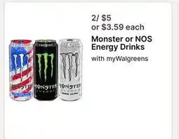 Walgreens Monster or NOS Energy Drinks offer