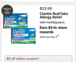 Walgreens Claritin RediTabs Allergy Relief offer
