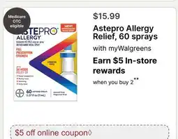 Walgreens Astepro Allergy Relief, 60 sprays offer