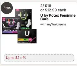 Walgreens U by Kotex Feminine Care offer