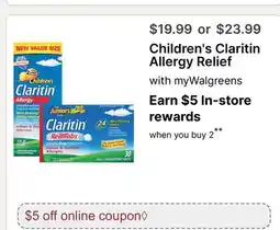 Walgreens Children's Claritin Allergy Relief offer