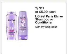 Walgreens L' Oréal Paris Elvive Shampoo or Conditioner offer
