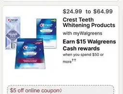 Walgreens Crest Teeth Whitening Products offer