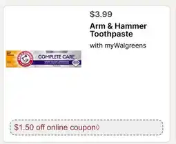 Walgreens Arm & Hammer Toothpaste offer