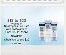 Walgreens Aveeno or Neutrogena Sun Care offer