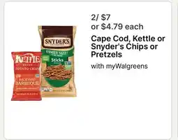 Walgreens Cape Cod, Kettle or Snyder's Chips or Pretzels offer