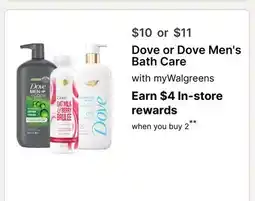 Walgreens Dove or Dove Men's Bath Care offer