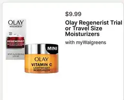 Walgreens Olay Regenerist Trial or Travel Size Moisturizers offer