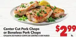 Vallarta Supermarkets Center Cut Pork Chops or Boneless Pork Chops / CHULETA DE PUERCO CORTE DE CENTRO O SIN HUESO offer