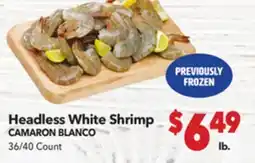 Vallarta Supermarkets Headless White Shrimp / CAMARON BLANCO offer