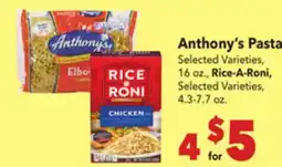 Vallarta Supermarkets Anthony's Pasta offer