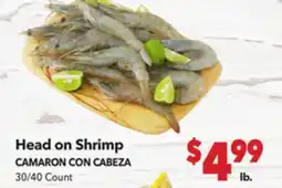 Vallarta Supermarkets Head on Shrimp / CAMARON CON CABEZA offer