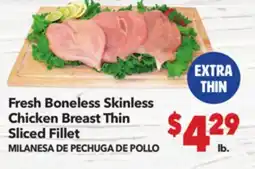 Vallarta Supermarkets Fresh Boneless Skinless Chicken Breast Thin Sliced Fillet / MILANESA DE PECHUGA DE POLLO offer