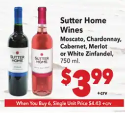 Vallarta Supermarkets Sutter Home Wines offer