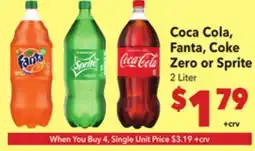 Vallarta Supermarkets Coca Cola, Fanta, Coke Zero or Sprite offer