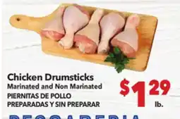 Vallarta Supermarkets Chicken Drumsticks Marinated and Non Marinated | PIERNITAS DE POLLO PREPARADAS Y SIN PREPARAR offer