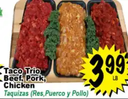 Superior Grocers Taco Trio Beef, Pork, Chicken offer