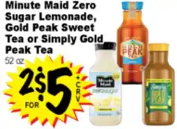 Superior Grocers Minute Maid Zero Sugar Lemonade, Gold Peak Sweet Tea or Simply Gold Peak Tea offer