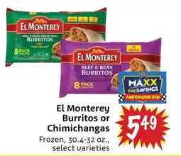 Foodmaxx El Monterey Burritos or Chimichangas offer
