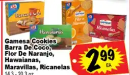 Superior Grocers Gamesa Cookies Barra De Coco, Flor De Naranjo, Hawaianas, Maravillas, Ricanelas offer