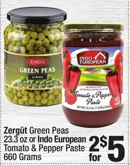 Super King Markets Zergüt Green Peas 23.3 oz or Indo European Tomato & Pepper Paste 660 Grams offer
