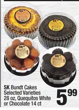 Super King Markets SK Bundt Cakes Selected Varieties 28 oz, Quequitos White or Chocolate 14 ct offer