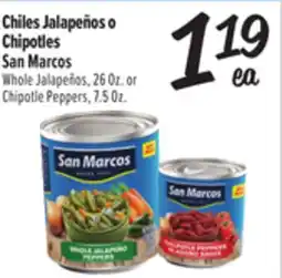 El Super Fresh San Marcos Whole Jalapeños, 26 Oz. or Chipotle Peppers, 7.5 Oz offer