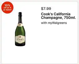 Walgreens Cook's California Champagne, 750ml offer