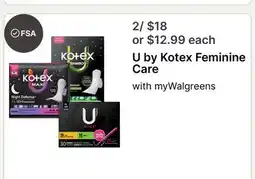 Walgreens U by Kotex Feminine Care offer