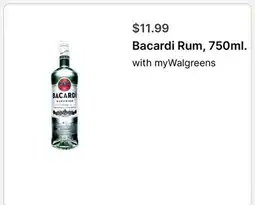 Walgreens Bacardi Rum, 750ml offer