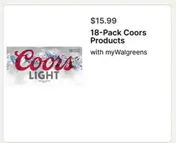 Walgreens 18-Pack Coors Products offer