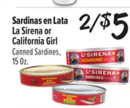 El Super La Sirena or California Girl Canned Sardines offer