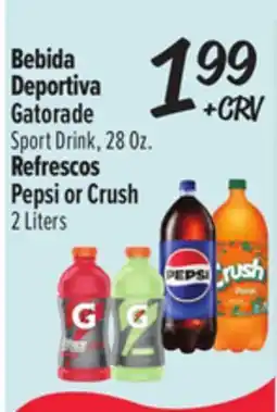 El Super Gatorade Sport Drink Pepsi or Crush offer