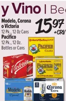 El Super Modelo, Corona o Victoria 12 Pk., 12 Oz Cans Pacifico 12 Pk., 12 Oz. Bottles or Cans offer