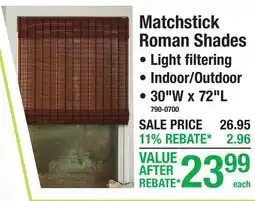 Menards Matchstick Roman Shades offer