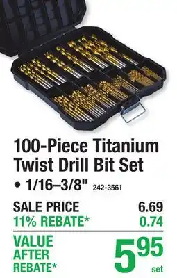 Menards 100-Piece Titanium Twist Drill Bit Set offer