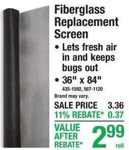 Menards Fiberglass Replacement Screen offer