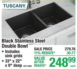Menards Black Stainless Steel Double Bowl offer