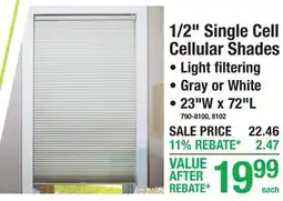 Menards 1/2 Single Cell Cellular Shades offer