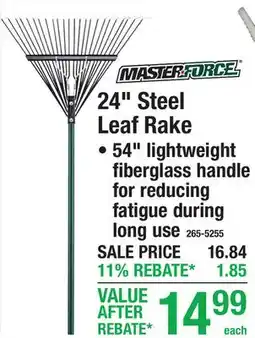 Menards 24 Steel Leaf Rake offer