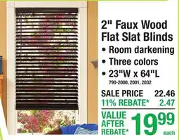 Menards 2 Faux Wood Flat Slat Blinds offer